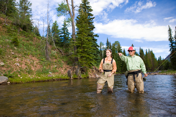 Fly Fishing Guide with Client